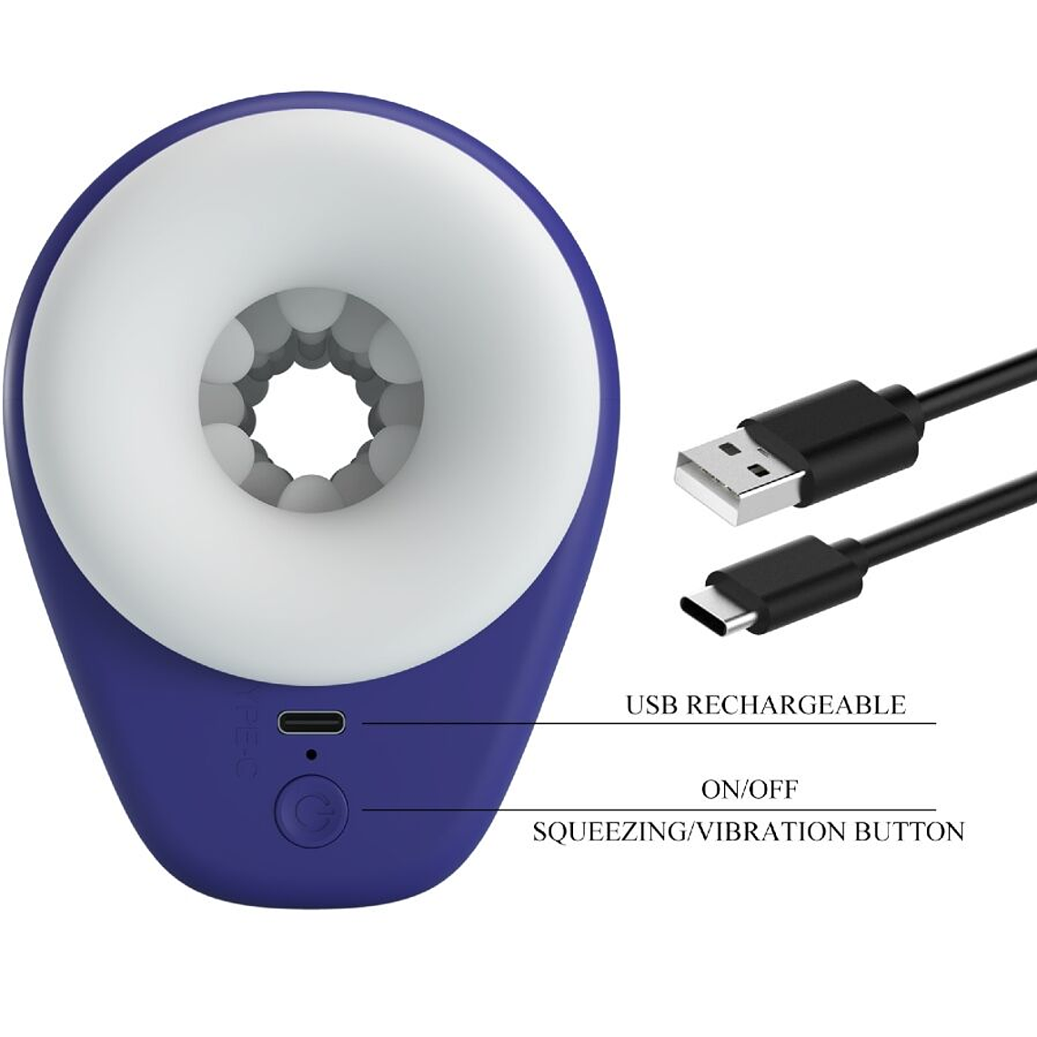 Masturbateur DJ Lady Pretty Love avec 5 modes de vibration et 5 positions de compression, USB-C 4