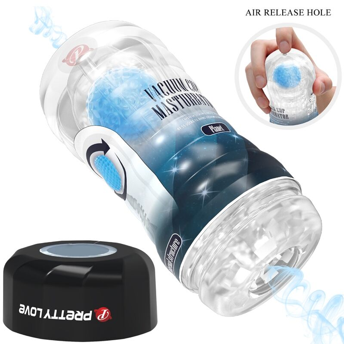 Masturbador Planeta Azul Pretty Love Copo com Bolas Rotativas 1