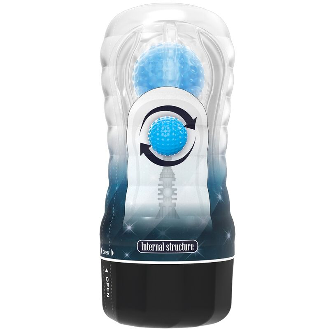 Masturbador Planeta Azul Pretty Love Copo com Bolas Rotativas 5