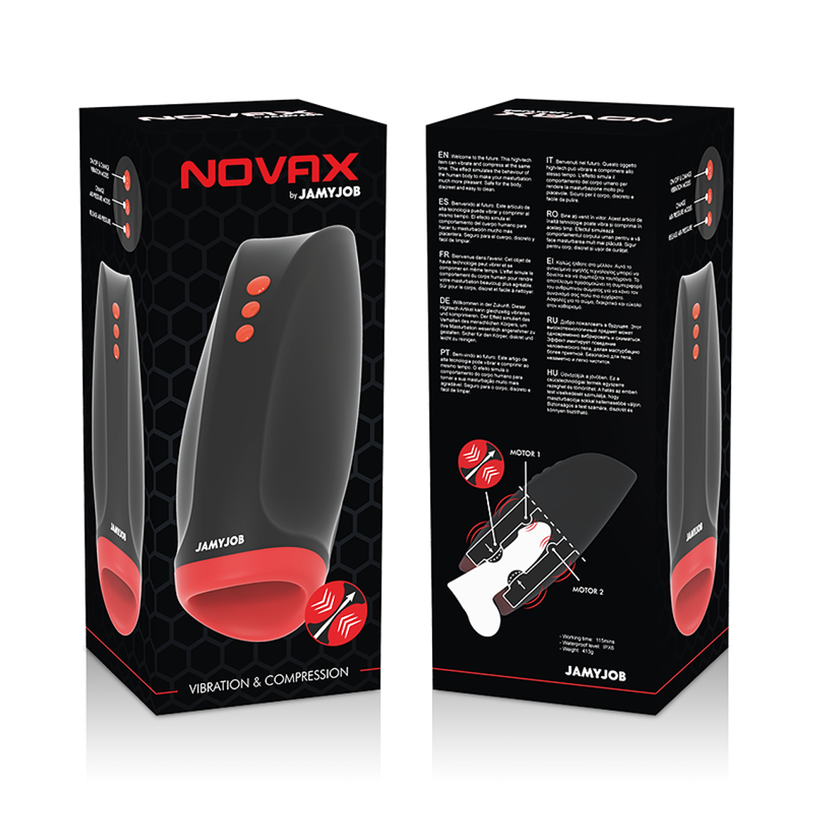 Masturbador Novax Jamyjob Vibração Compressão 6+10 Modos IPX6 8