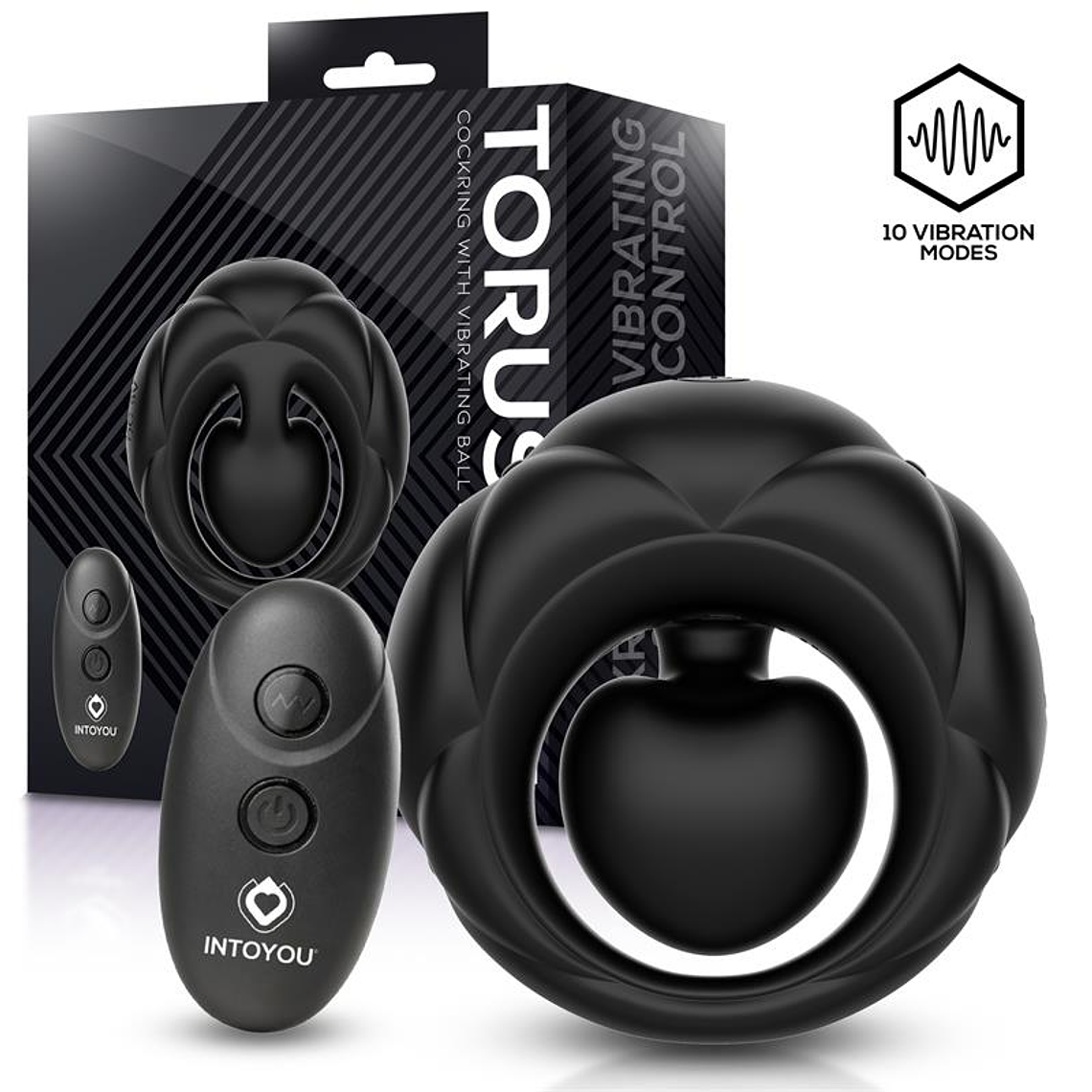 Anneau pénien Torus Intoyou avec 10 modes et télécommande USB 1