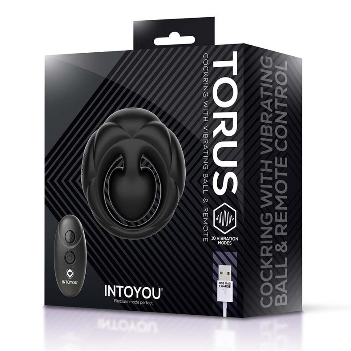 Anneau pénien Torus Intoyou avec 10 modes et télécommande USB 9