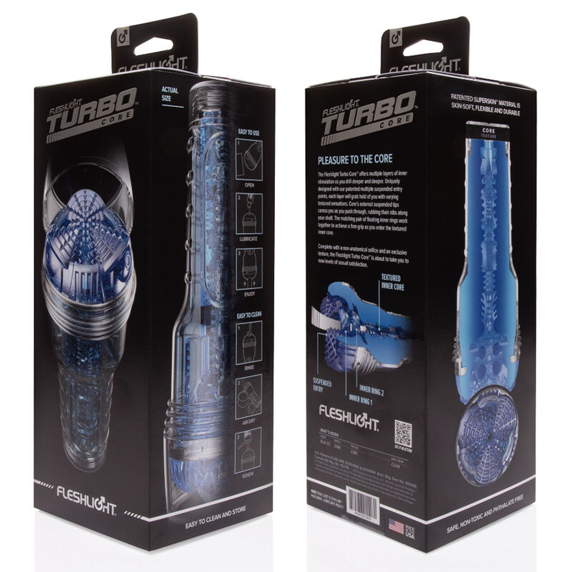 Masturbador Fleshlight Turbo Core azul hielo para sexo oral 6