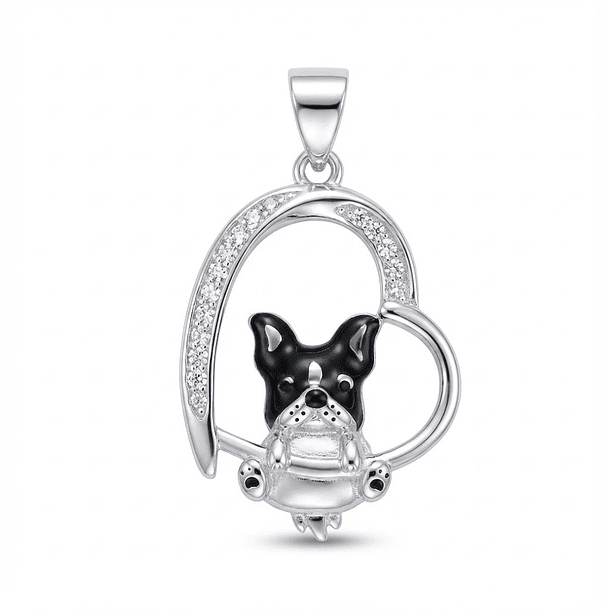 Dije Bull Dog Plata 925 + Cadena Plata 925 1