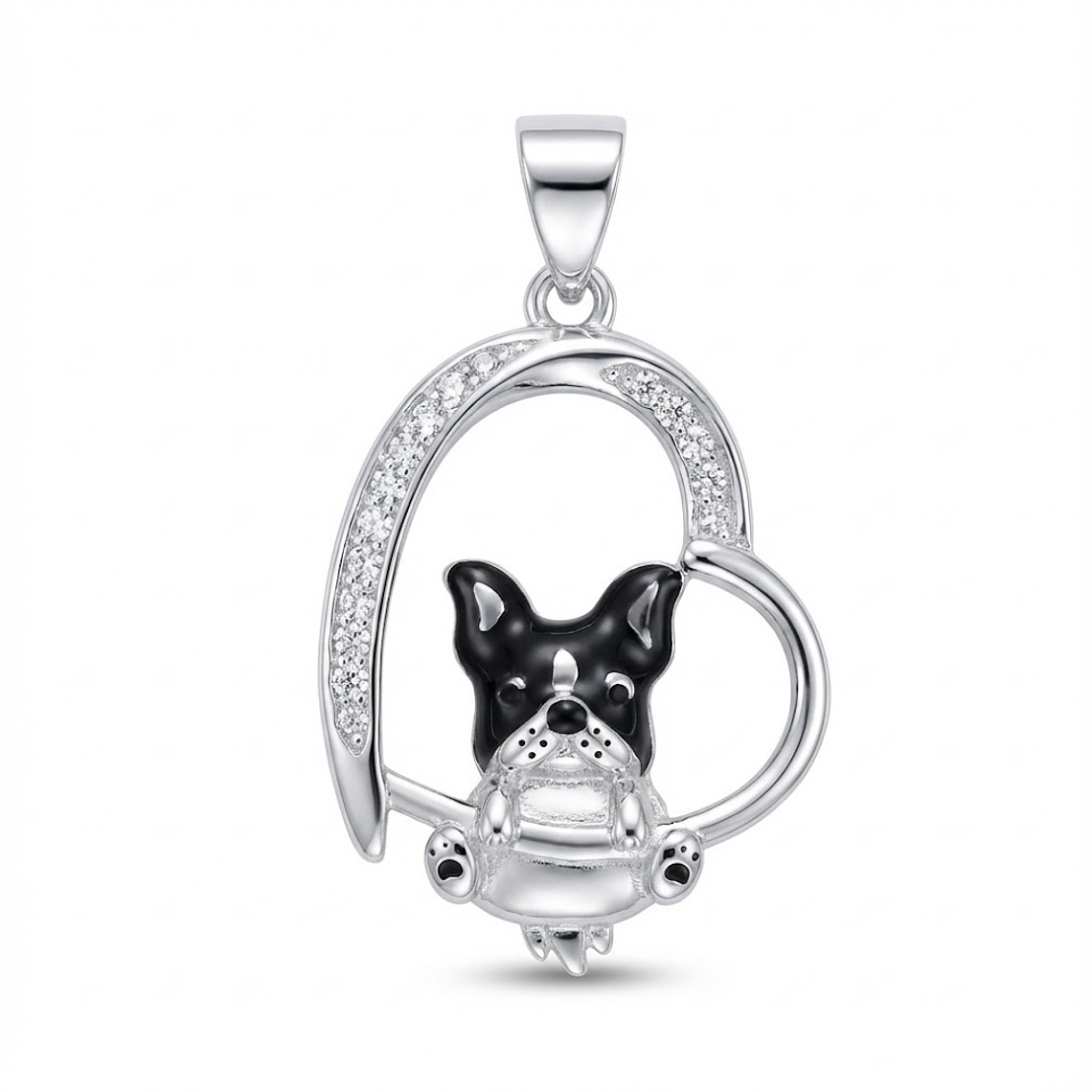 Dije Bull Dog Plata 925 + Cadena Plata 925 1