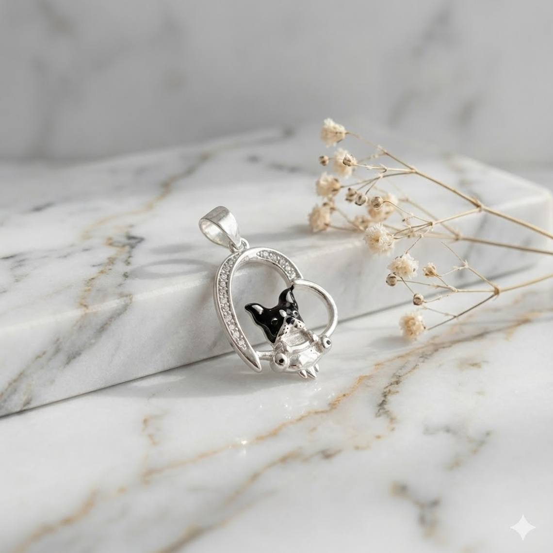 Dije Bull Dog Plata 925 + Cadena Plata 925 2