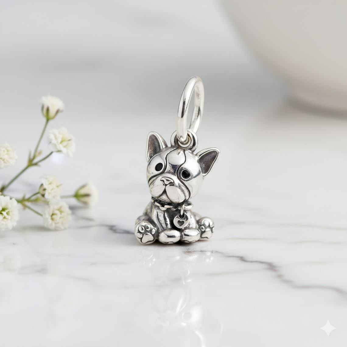 Dije Baby Dog Plata 925 + Cadena Plata 925 2