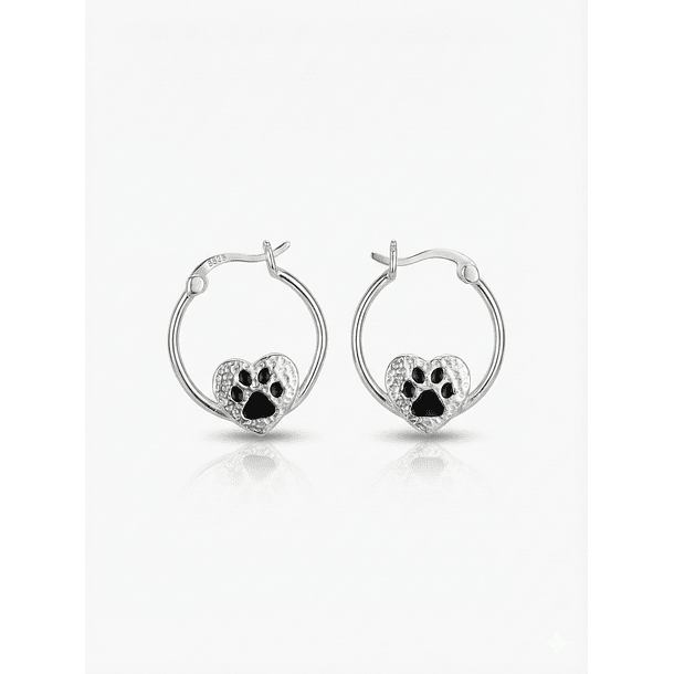 Aros de Patitas en corazon Plata 925  1