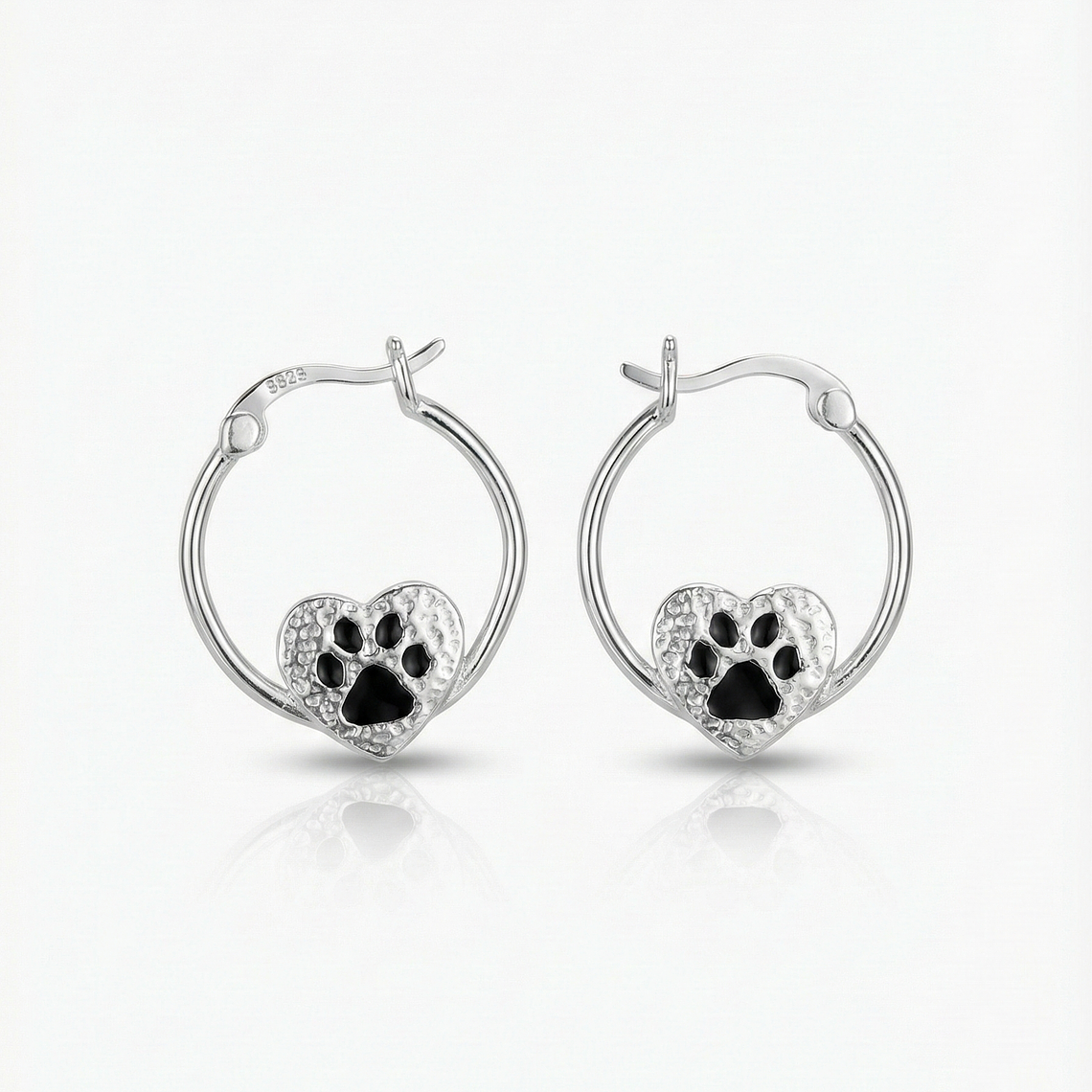Aros de Patitas en corazon Plata 925  1