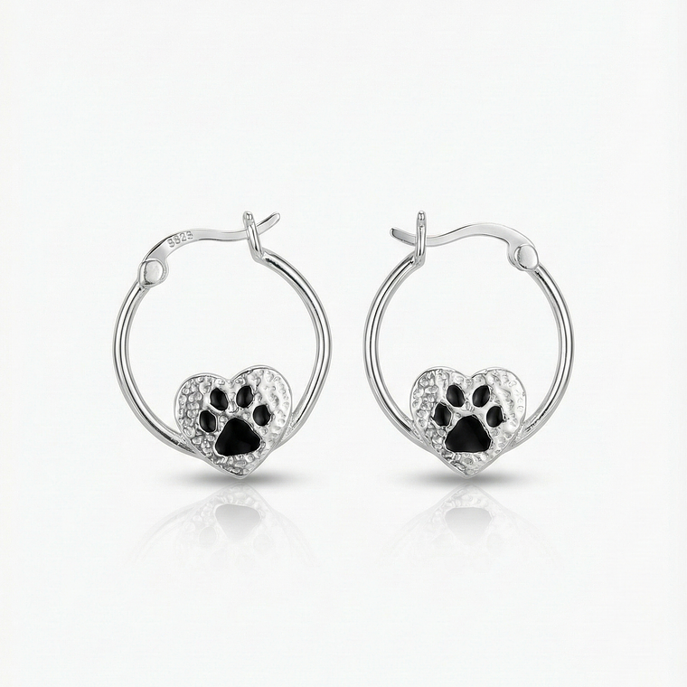 Aros de Patitas en corazon Plata 925  1