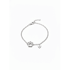 Pulsera Patita corazon Plata 925 + Cadena 925