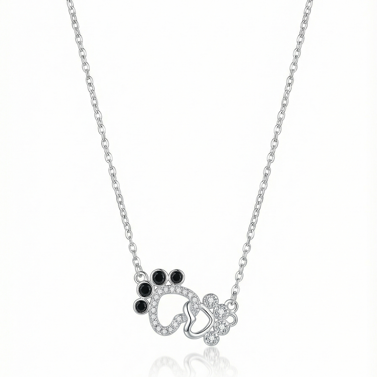 Collar de Patitas en corazon Plata 925  1