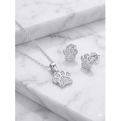 Conjunto Patita ( Aros + Dije + Cadena) Plata 925