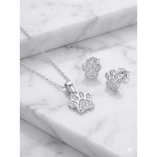 Conjunto Patita ( Aros + Dije + Cadena) Plata 925 2