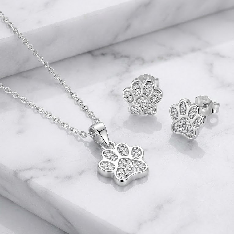 Conjunto Patita ( Aros + Dije + Cadena) Plata 925 2