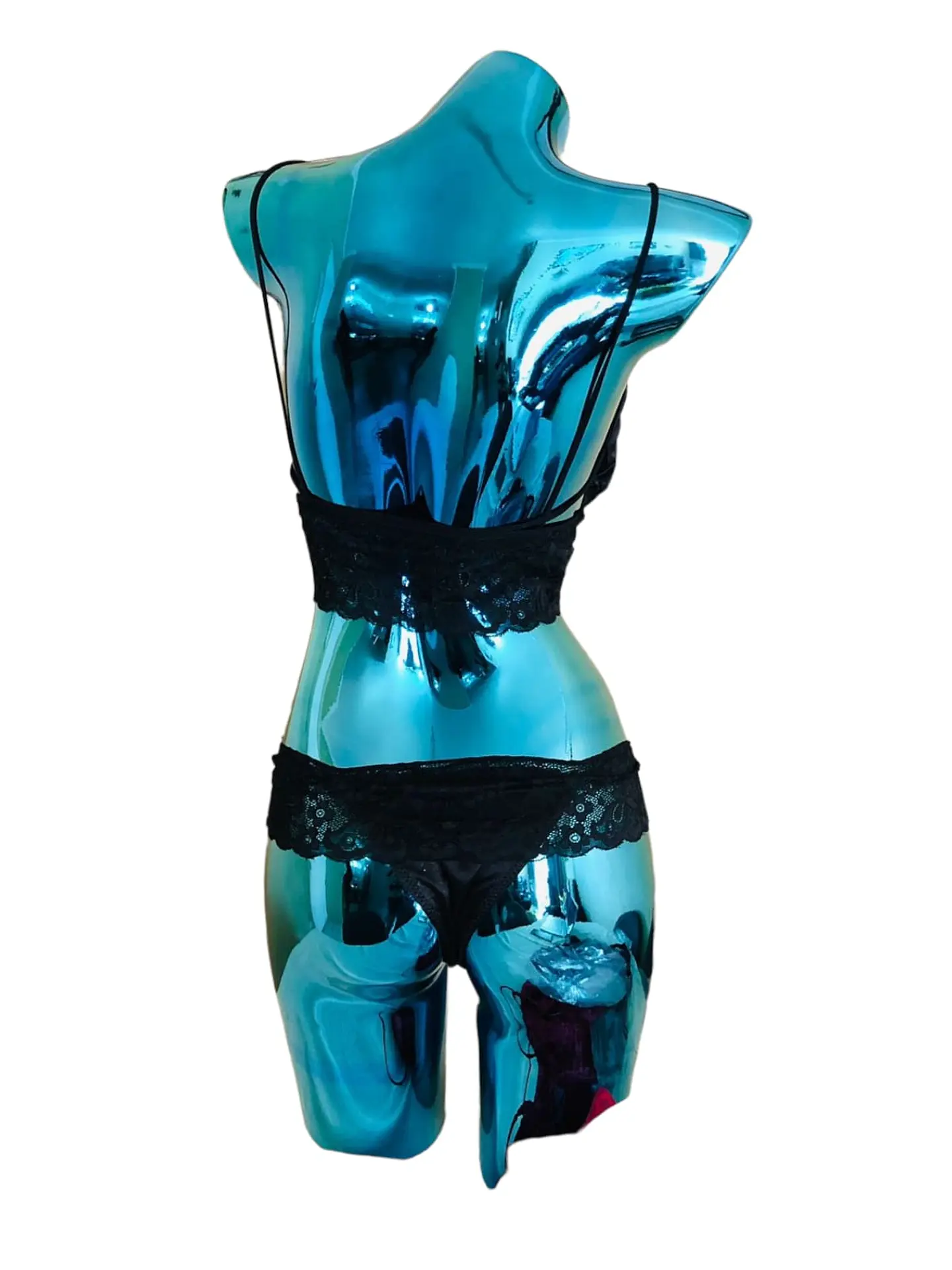 Conjunto De Lencería En Satin Y Blonda 4
