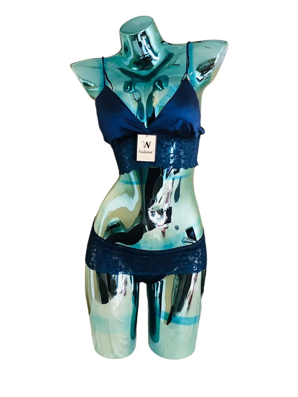 Conjunto De Lencería En Satin Y Blonda 5