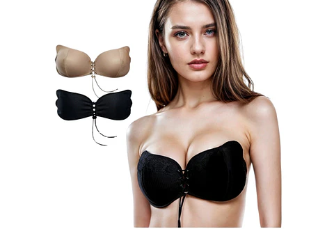 Pack 2 Brasier Adherible Invisible Copas Push Up Strapless