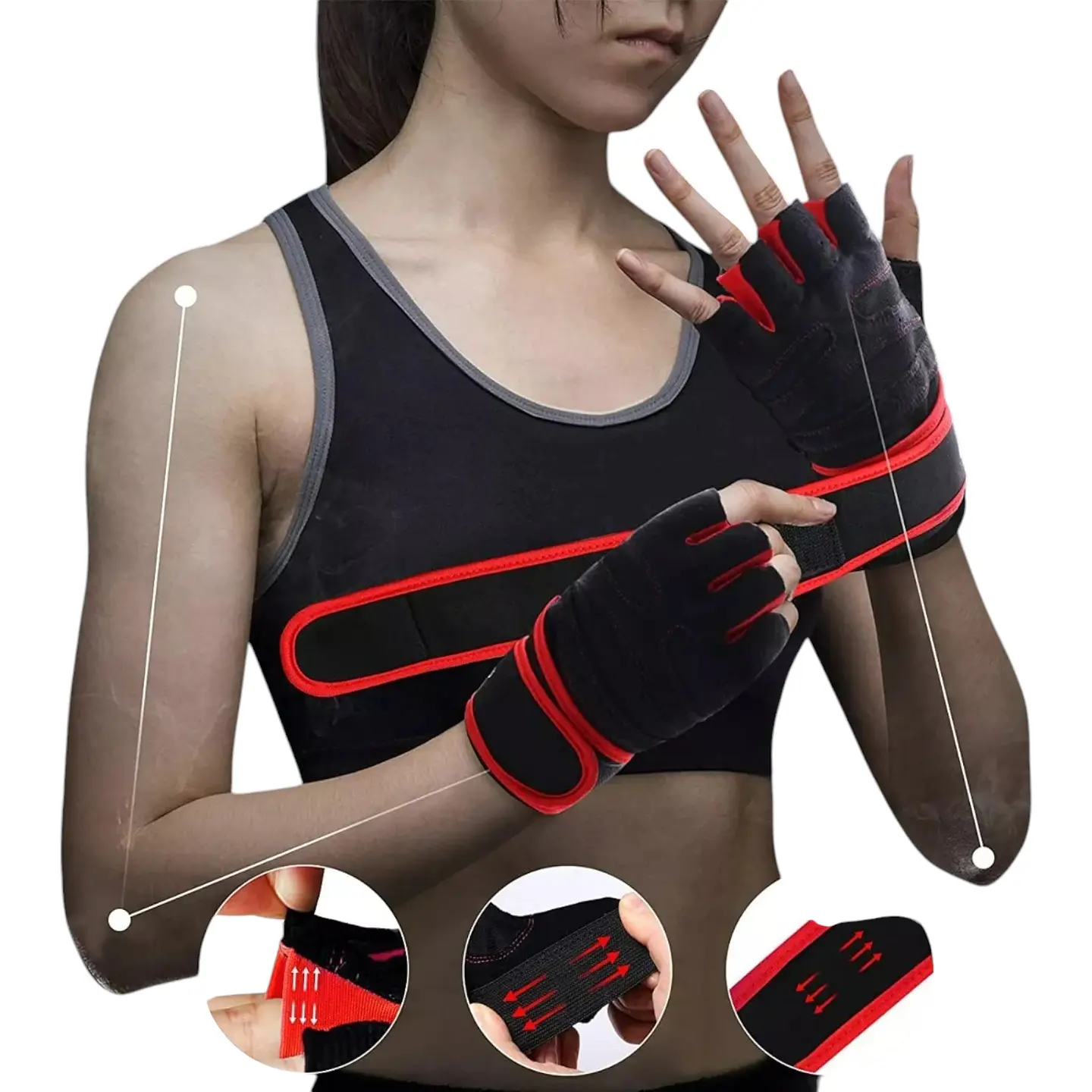 Guantes de Gimnasio Ejercicio Pesas Treking  Multifuncional 14