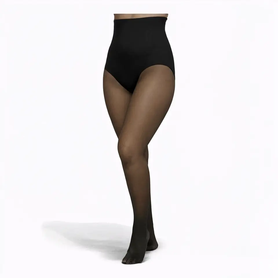 Panty Traslucida Con Faja Efecto Piel Sin Malla Con Polar 1