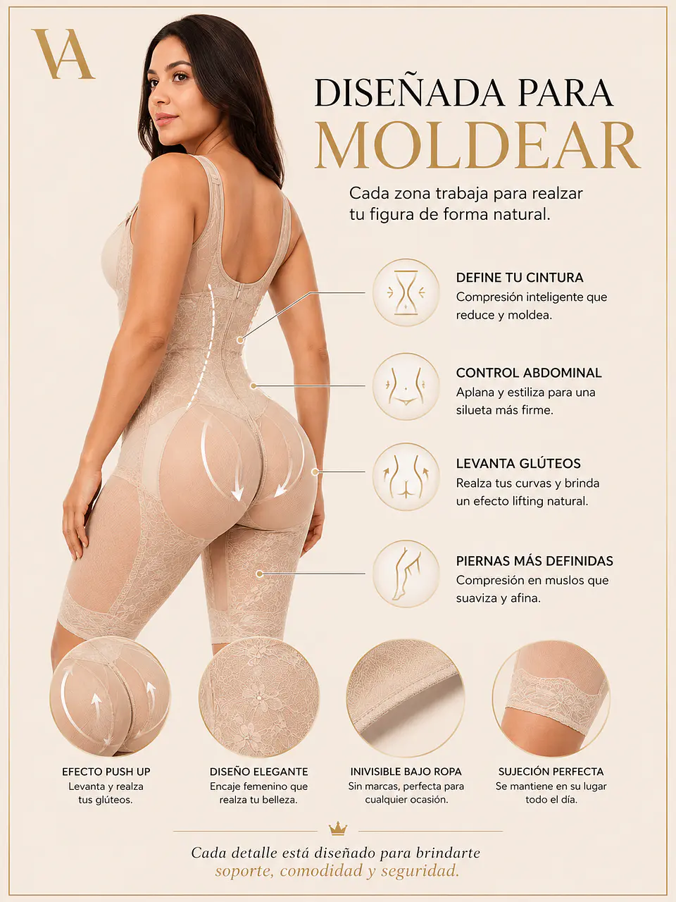 Faja Modeladora Y Reductor Levanta Glúteos Con Encaje 10