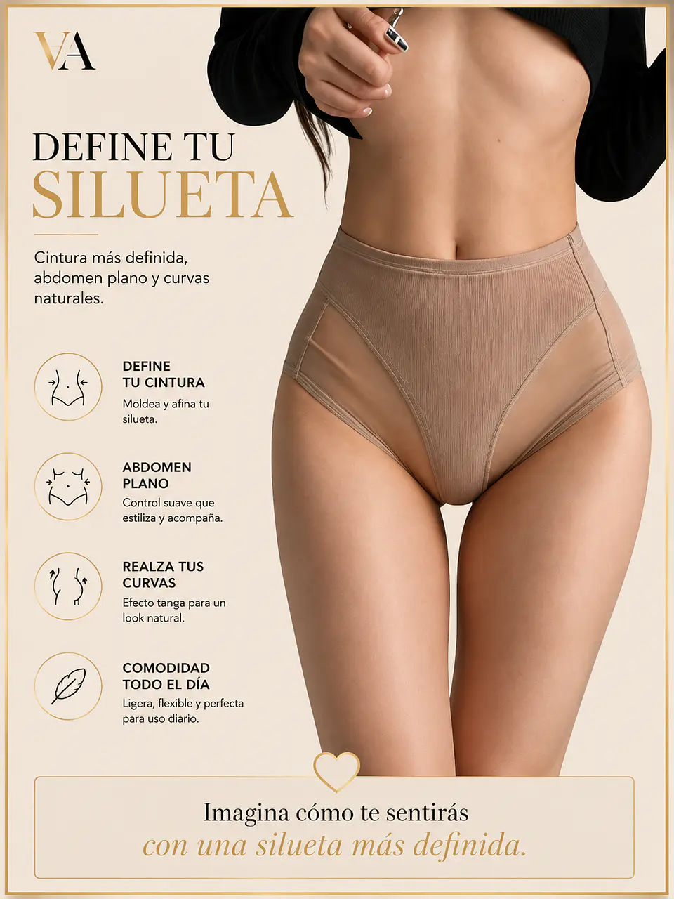 Calzón Tiro Alto Control De Abdomen Efecto Tanga Elasticado 5