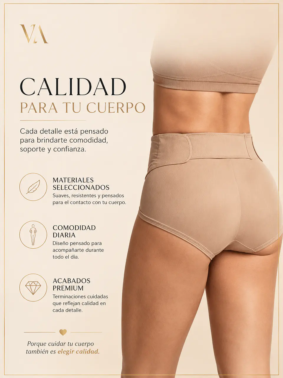 Calzon Reductor Tiro Alto Invisible, Con Ajuste De Velcro 9