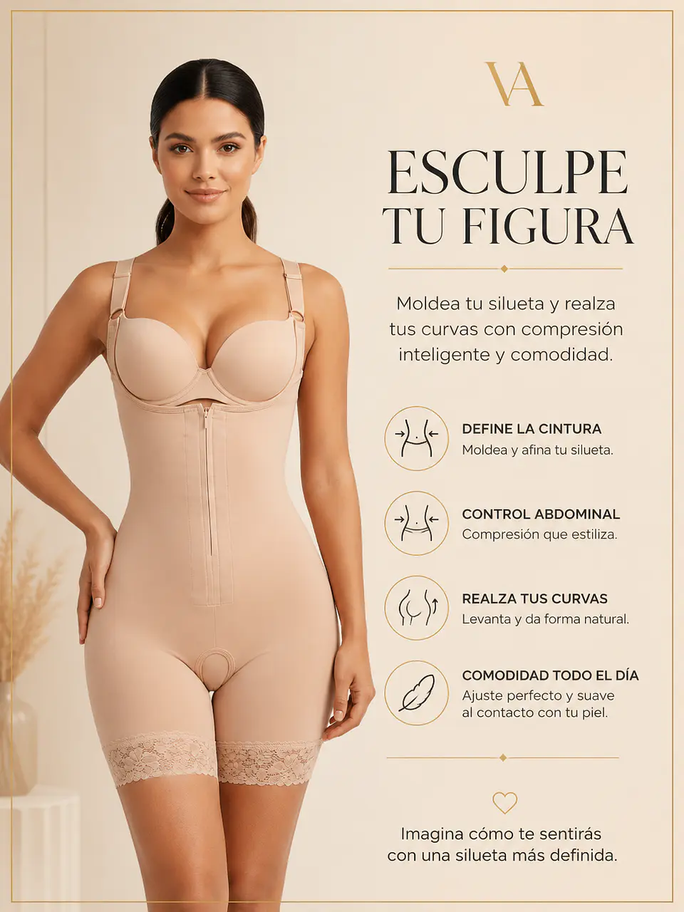 Faja Estilo Colombiana De Alta Compresión Con Encaje Piernas 10