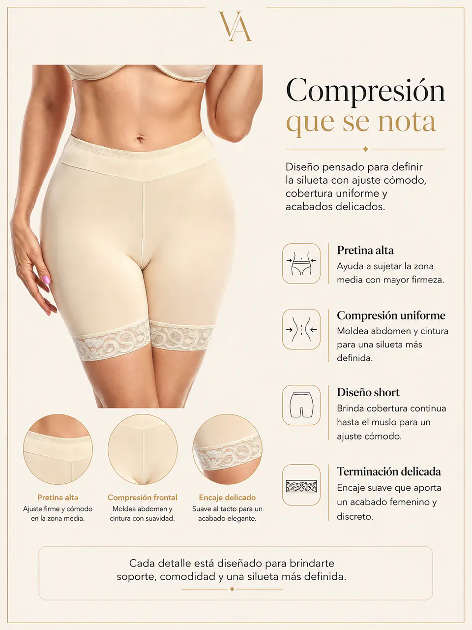 Faja Short Con Varillas y Silicona Antideslizante Levanta Cola 8