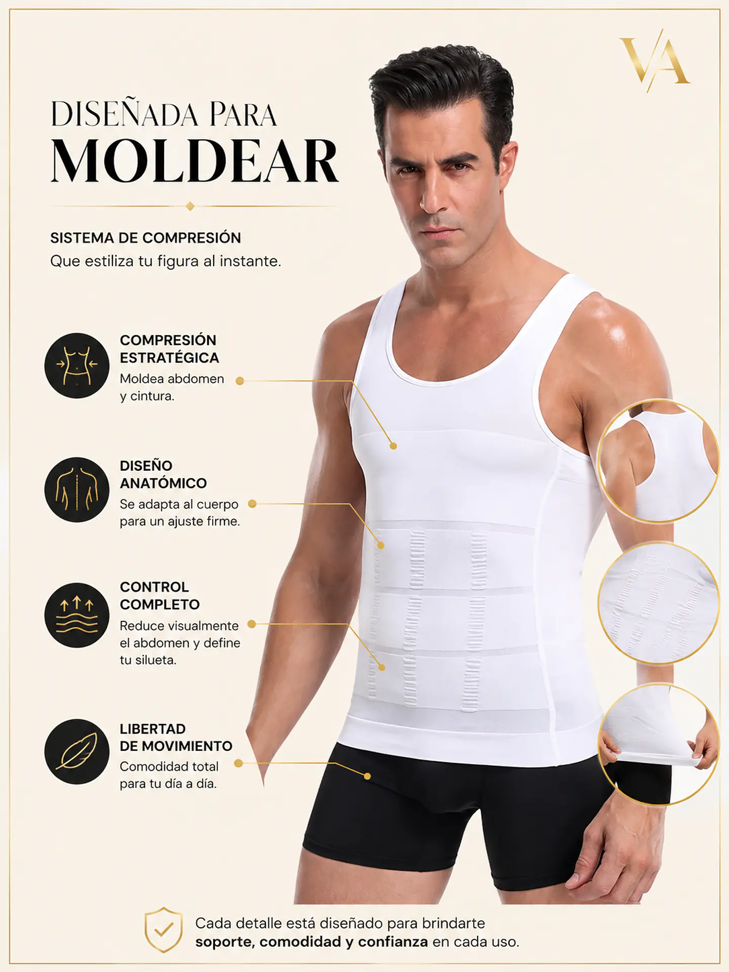 Camiseta Polera Faja Reductora Compresora Modeladora Hombre 9