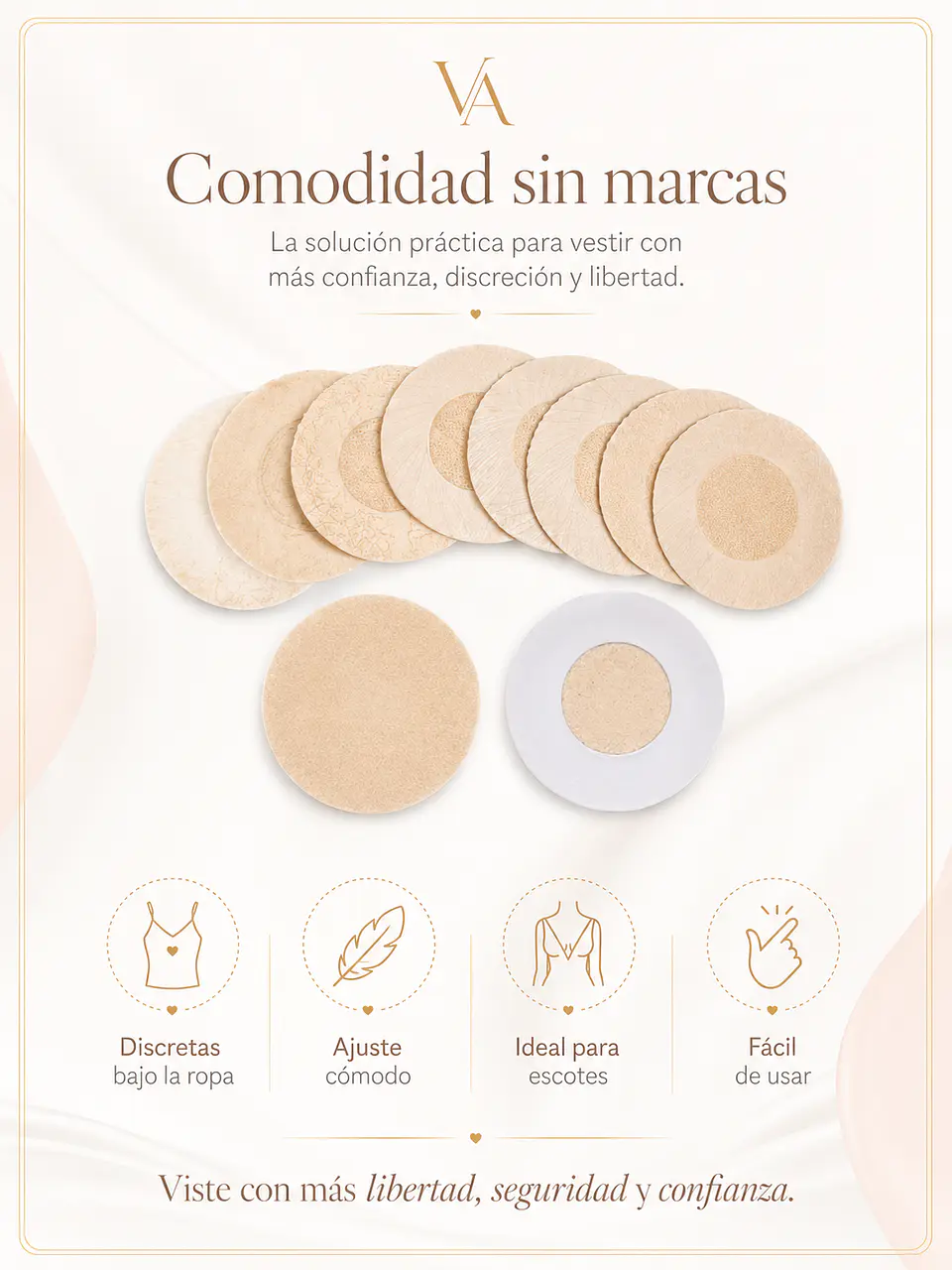 10 Pezoneras Parches Cubre Pezón Adhesivas Tapas Invisibles Beige 7