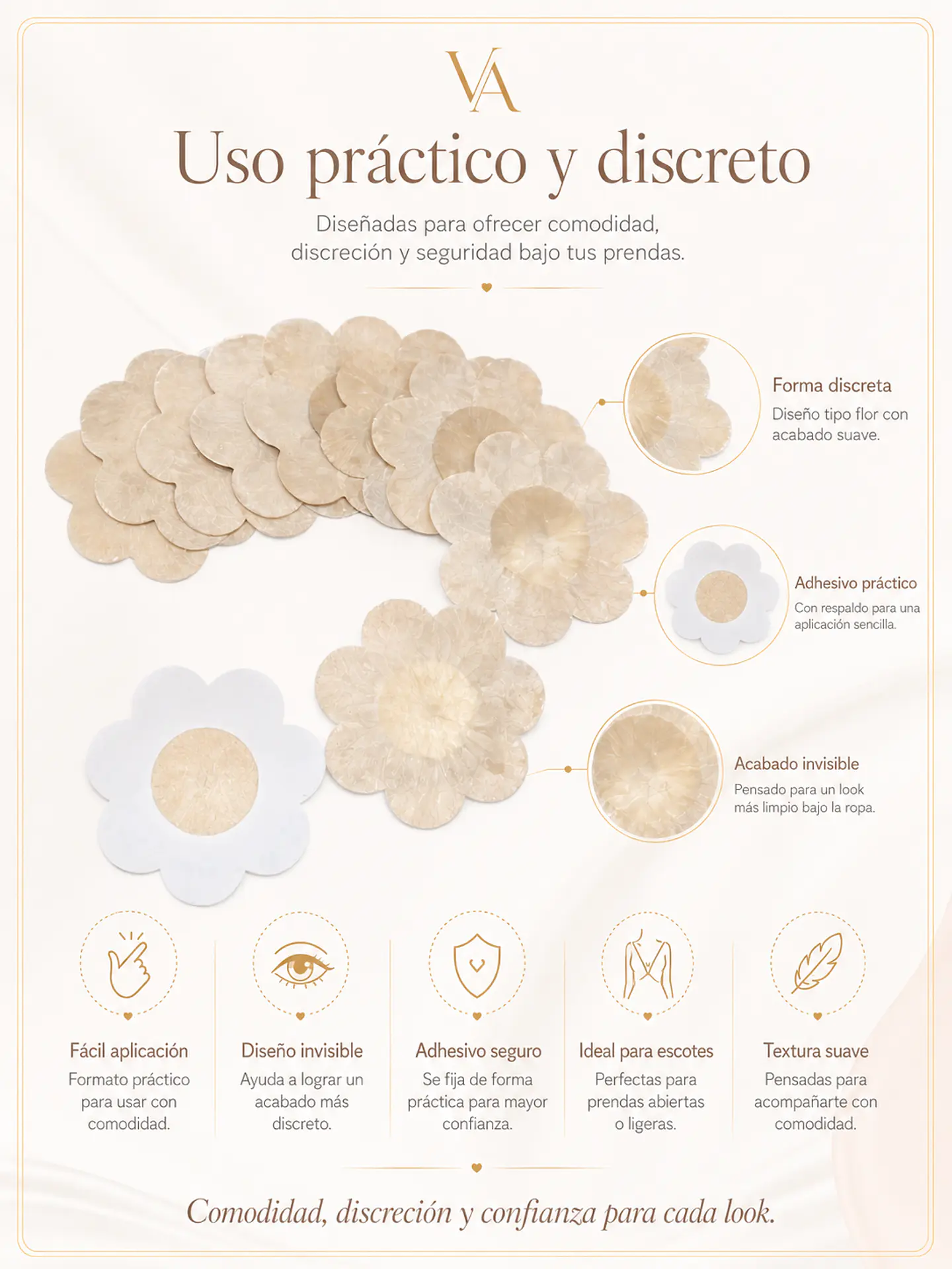 10 Pezoneras Parches Cubre Pezón Adhesivas Tapas Invisibles Beige 8