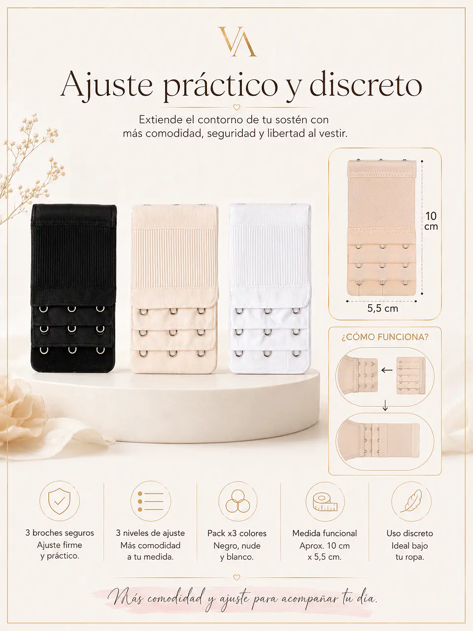 Pack X3 Extensores Para Sostén De Mujer (3 Broches) 4