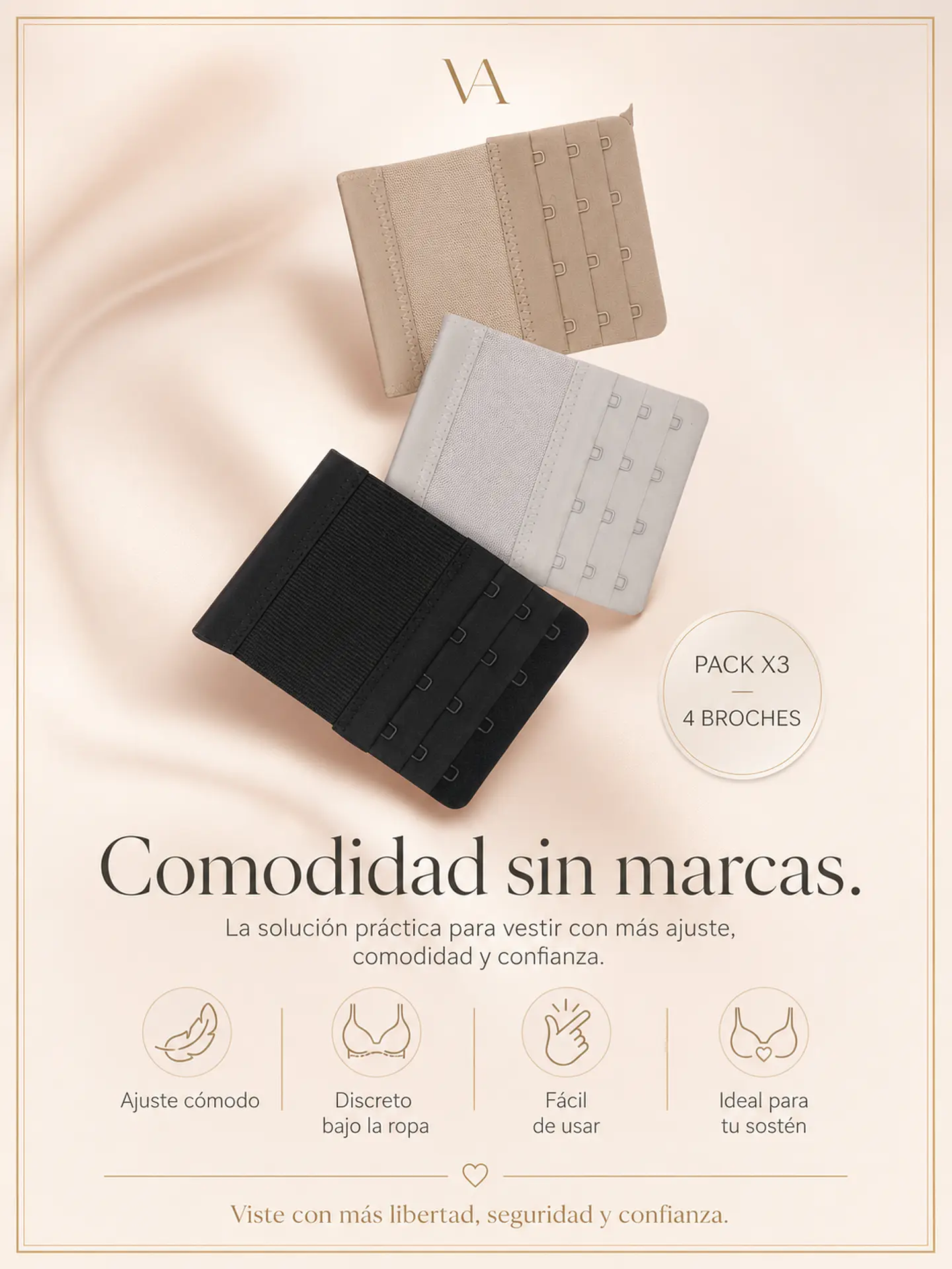 Pack X3 Extensores Para Sostén De Mujer (4 Broches) 3