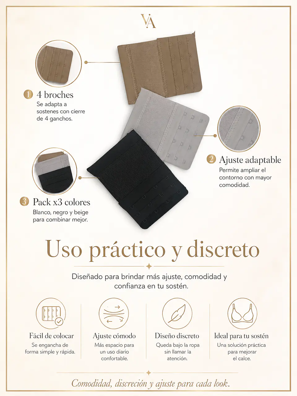 Pack X3 Extensores Para Sostén De Mujer (4 Broches) 4