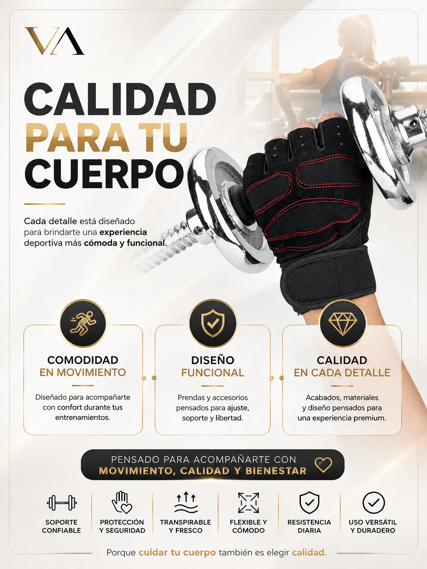 Guantes de Gimnasio Ejercicio Pesas Treking  Multifuncional 21