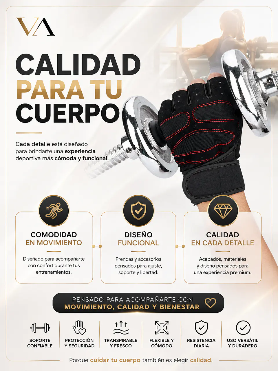 Guantes de Gimnasio Ejercicio Pesas Treking  Multifuncional 21