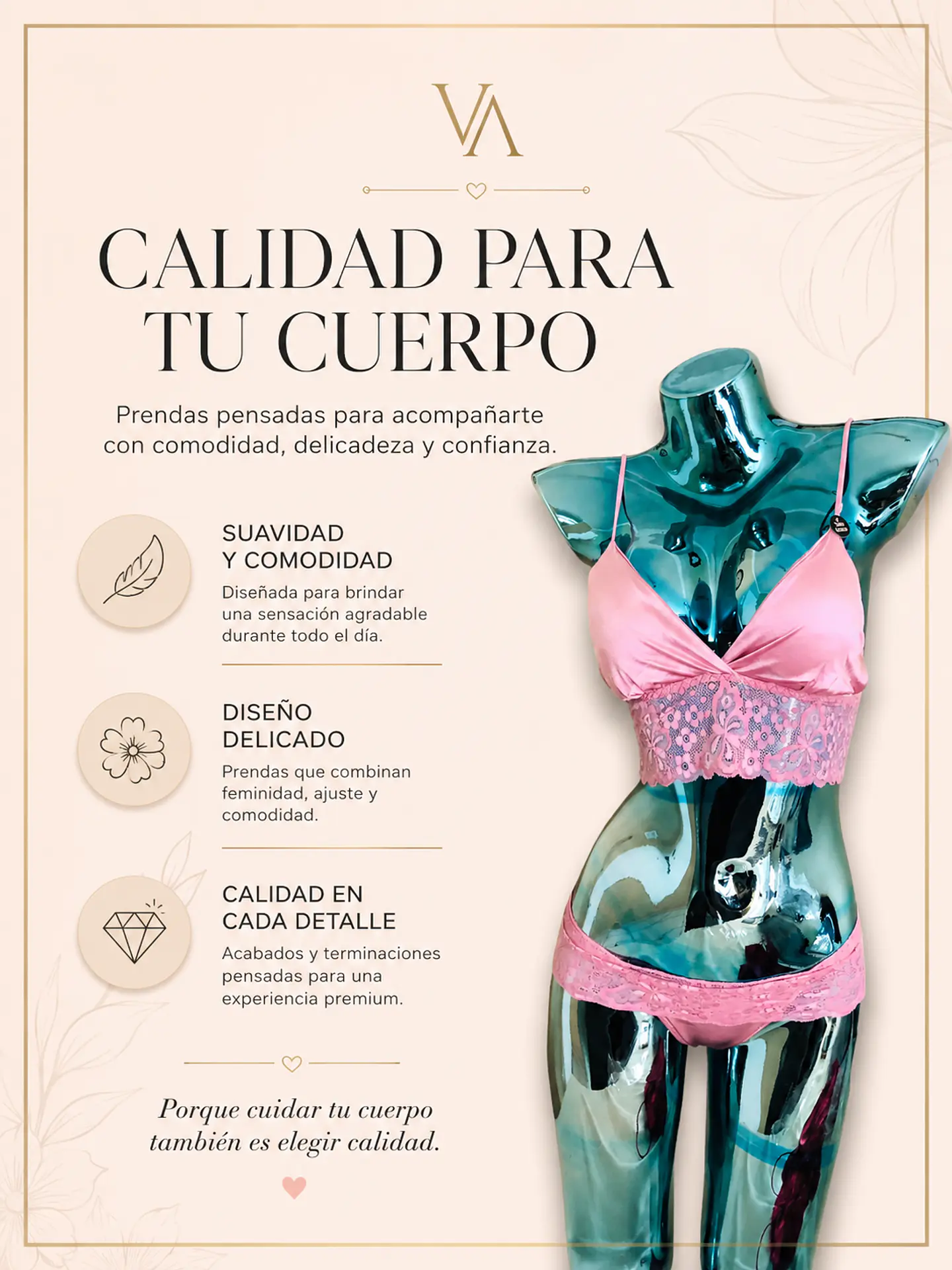 Conjunto De Lencería En Satin Y Blonda 11