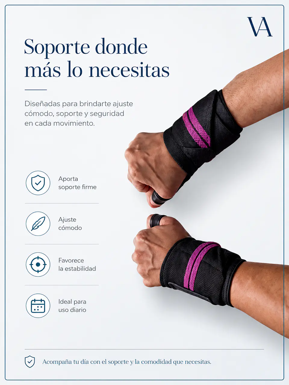 Par Muñequera Elástica Ajustable Deportiva Pesas Gym crosfit 19