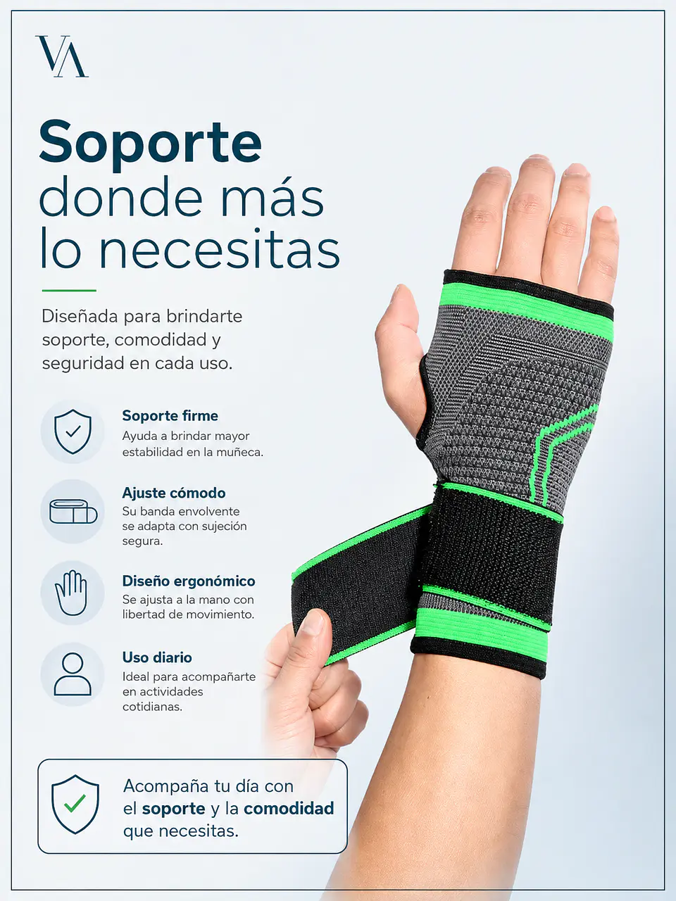 Venda Muñequera Elastica Ortopedica Compresión Muñeca Mano 5