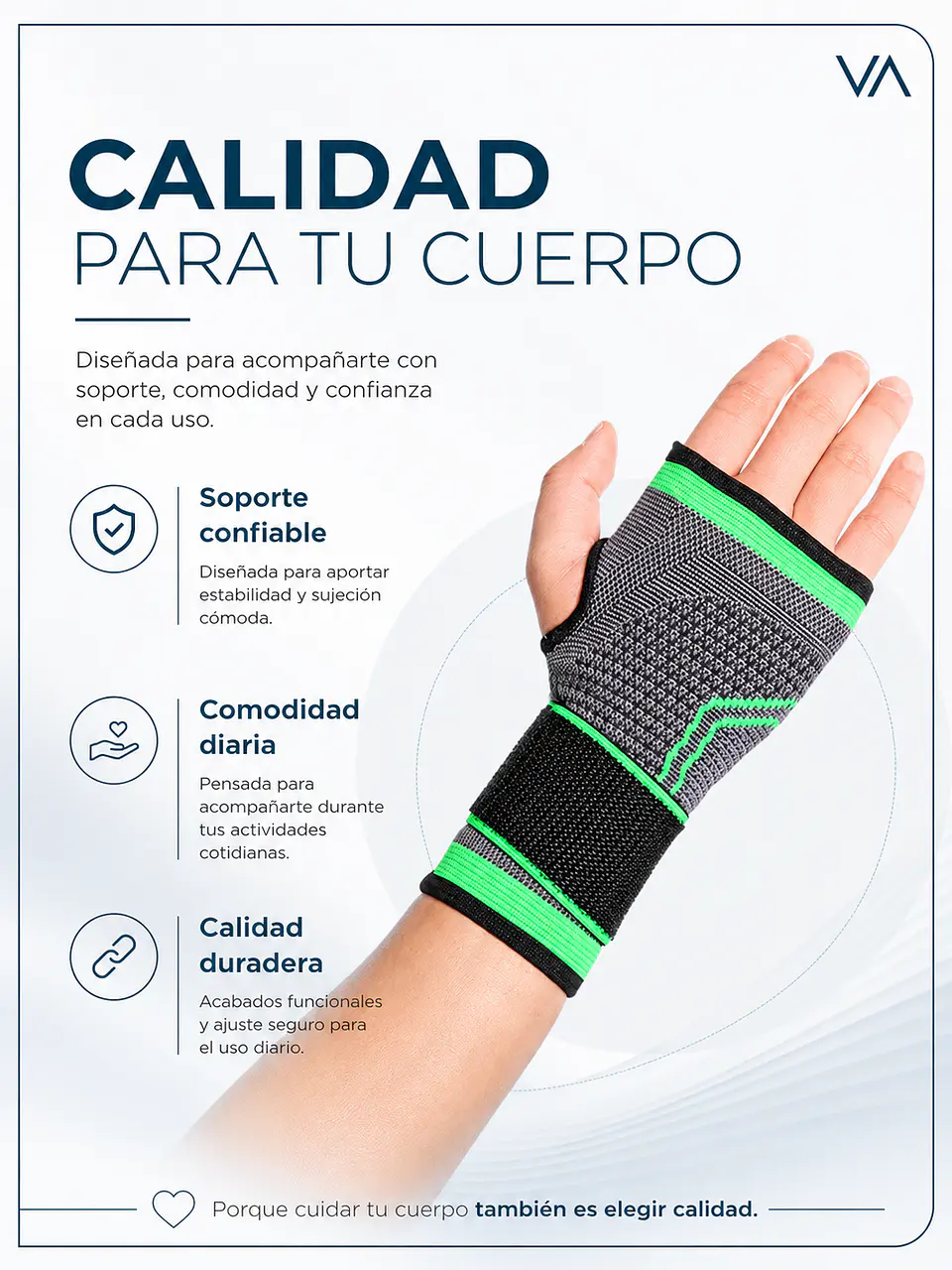 Venda Muñequera Elastica Ortopedica Compresión Muñeca Mano 7