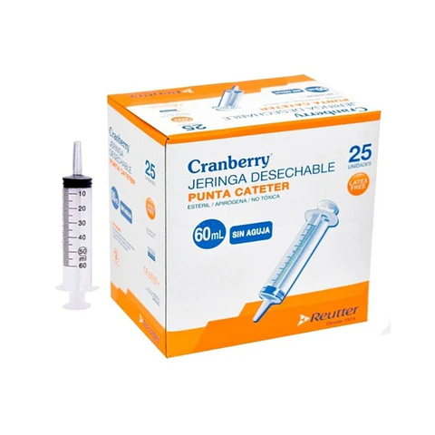 Jeringa Punta Cateter Sin Aguja 60cc 25 Und - Cranberry