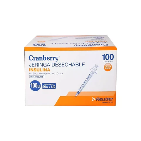 Jeringa Insulina 1ml 29G x 1/2" 100 Und - Cranberry