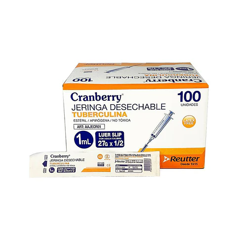 Jeringa Tuberculina 27G x 1/2"  1cc  100 Und - Cranberry