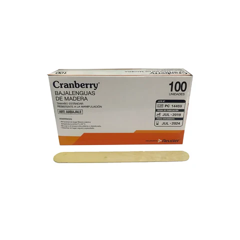 Baja Lenguas de Madera 100 Und - Cranberry