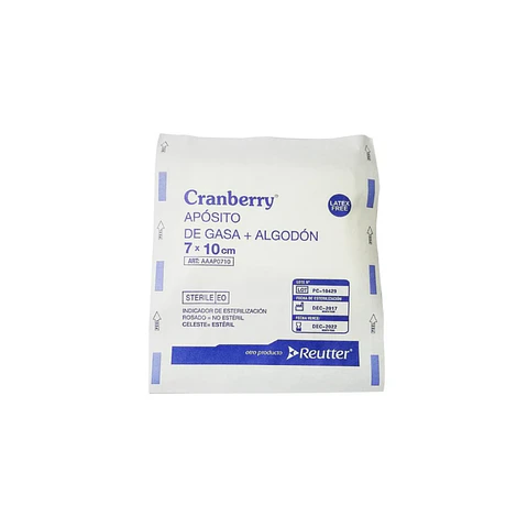 Aposito Gasa + Algodon No esteril 7 x 10 Bolsa 10 Und - Cranberry 