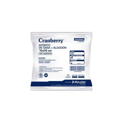 Aposito Gasa NO Tejida+ Algodon No esteril 10 x 10 Bolsa 10 Und - Cranberry 
