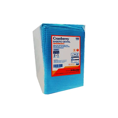 Babero Dental Impermeable 36x46cm Bolsa 100 Un.  - Cranberry 