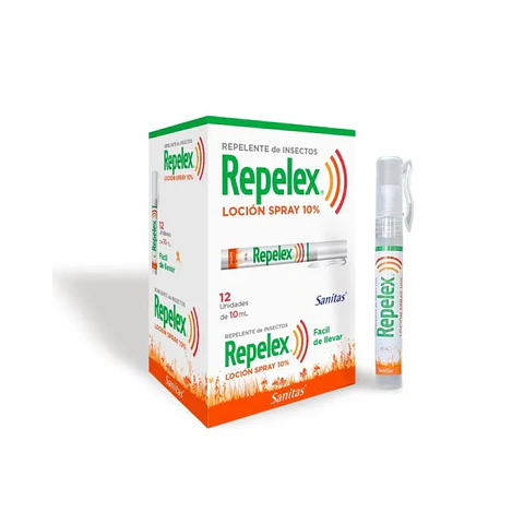Repelente de Insectos Locion Spray 10ml Caja 12 Und - Repelex