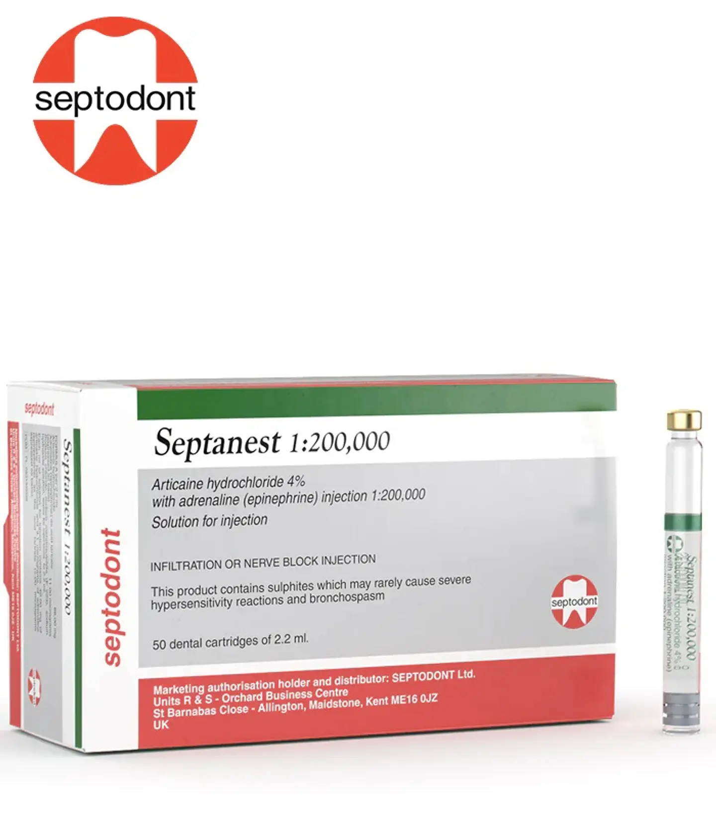 ANESTESIA 4% SEPTANEST SEPTODONT 1/200 1